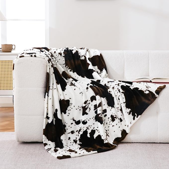 Bnuitland Cute Cow Printed Fleece Flannel Throw Blanket, Super Soft 300 GSM - Image 2