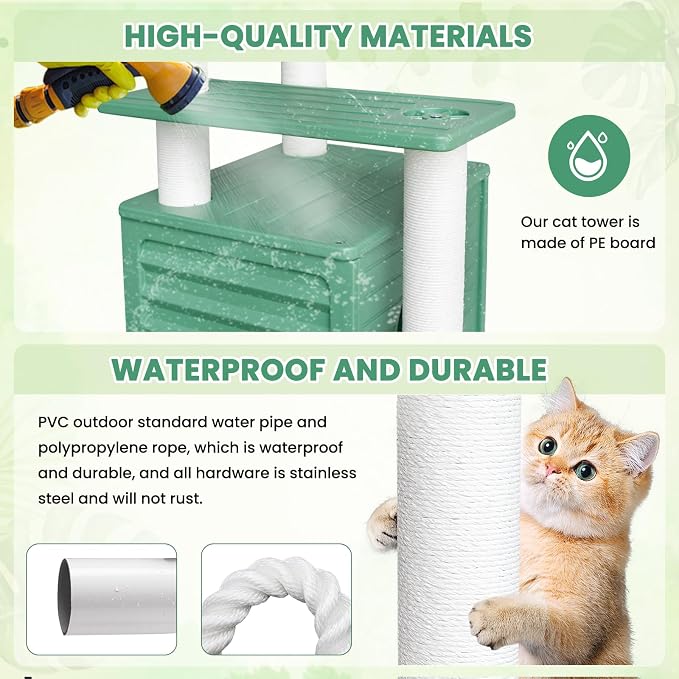 72 Inches Tall Cat Tree, Outdoor Cat House, Weatherproof Large Cat Condo - Image 2