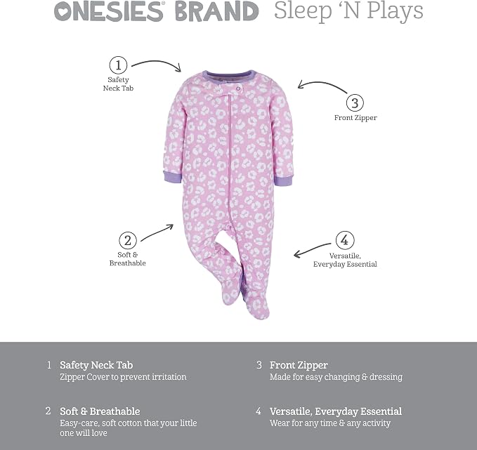 Onesies Brand Baby Girls' 4-pack Sleep 'N Play Footies Multi Pack - Image 6