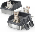 2 Pack Small Stainless Steel Litter Box by AKAOLA