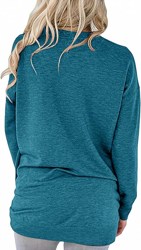 Akihoo Womens Casual Long Sleeve Tunic Tops Crew Neck Shirt Blouses - Image 3