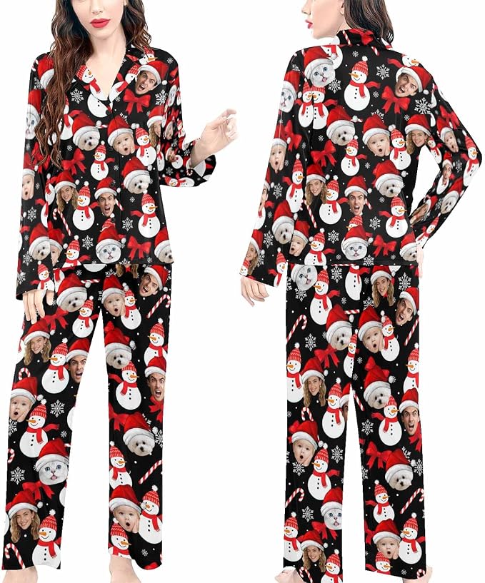 Artsadd Custom Pajamas for Women Men Family, Personalized Face Pjs Pajama Pants - Image 4