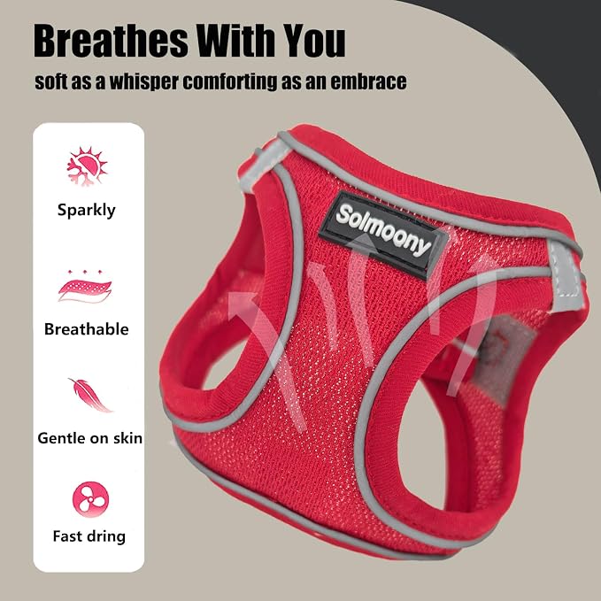 Solmoony Sparkly XXS Dog Harness and Leash Set, Step in Soft Light Puppy Vest - Image 4