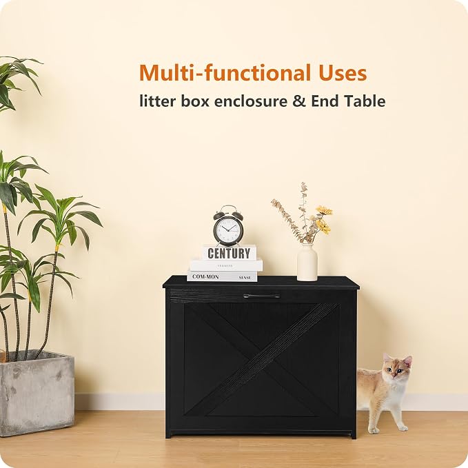 Dwanton Cat Litter Box Furniture Hidden, Cat Litter Box Enclosure, Reversible - Image 8