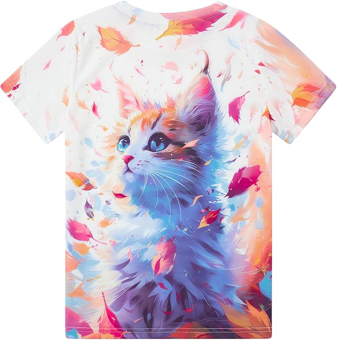 Funnycokid Girls Shirts Cat T Shirt Size 5-12 Clothes - Image 4