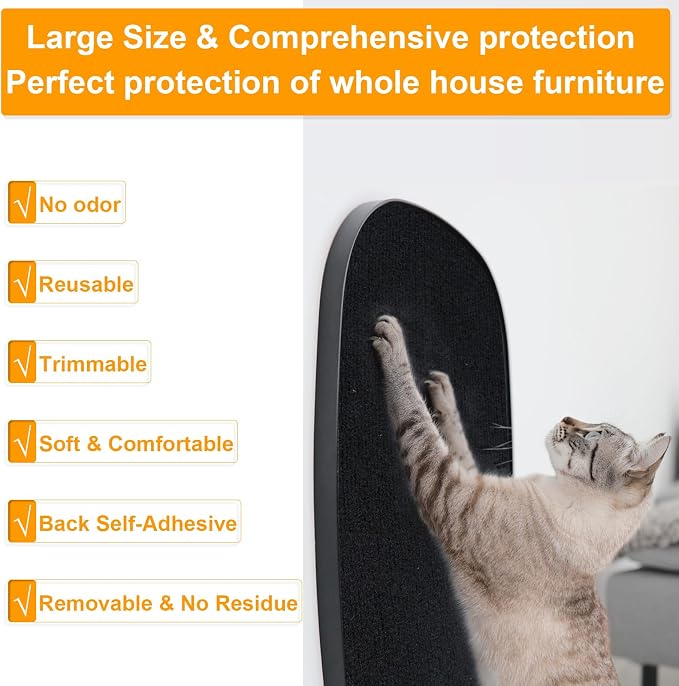 Large Cat Scratching Mat, Trimmable DIY Wall Climbing Carpet, Couch Protector - Image 4