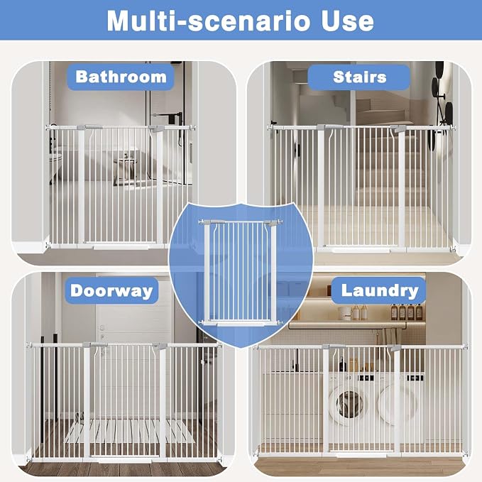 60.2"-65.7" Baby Gates Extra Wide, 40.5" Tall Dog Gate Indoor, Walk Through Pet - Image 8