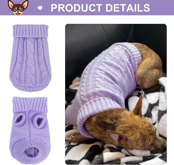 2 Pack Dog Sweaters for Small Dogs, Chihuahua Yorkie Sweater, Puppy Clothes - Image 5