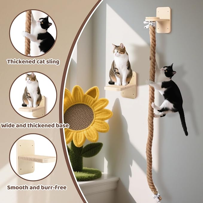 Cat Climbing Wall, Wall Mounted Cat Ladder, Cats Climbings Pole - Image 4