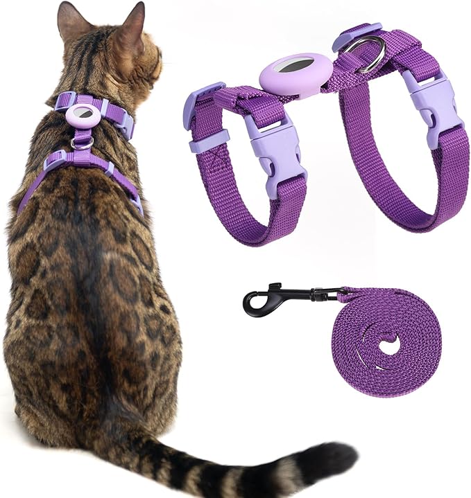 Cat Harness and Leash Set with Airtag Holder by VKPETFR