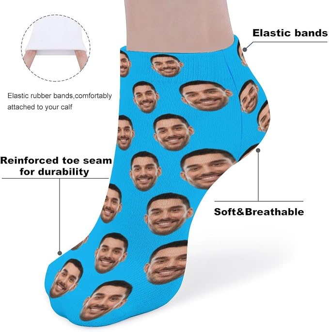 Personalized Ankle Socks with Face Custom Photo Socks Low Cut Ankle Socks - Image 3