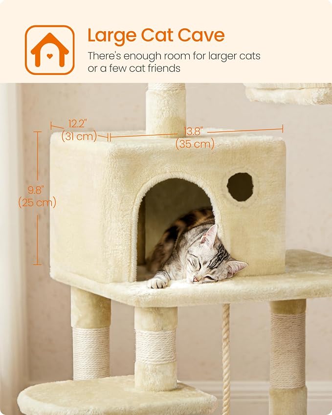 Feandrea Cat Tree, 56.3-Inch Cat Tower, 2 Perches - Image 7