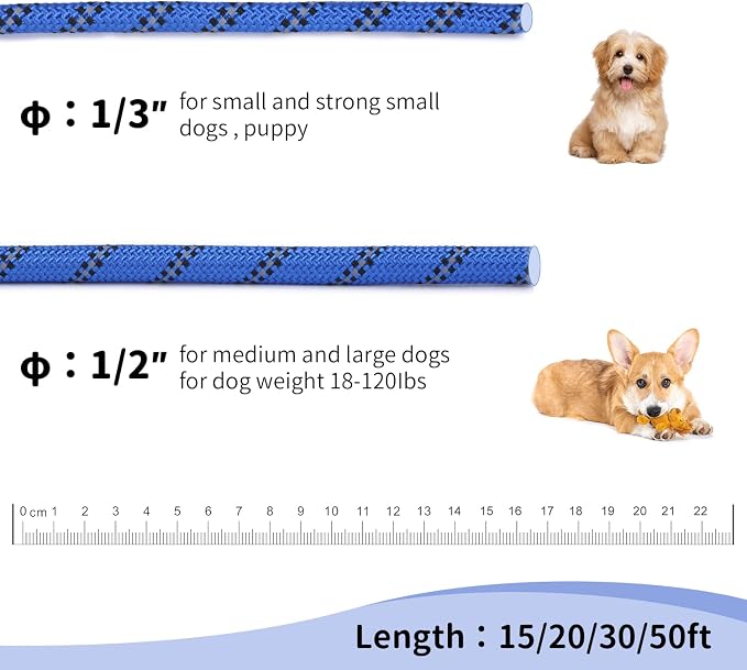 Long Dog Leash for Training 30Ft-Reflective Nylon Rope - Image 4
