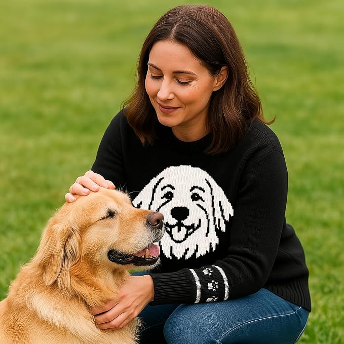 Custom Dog Knit Sweater for Women Personalized Pet Paw Print Pullover Dog Mom - Image 6