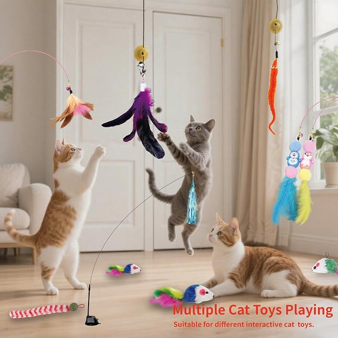 15PCS Cat Wand Toy Accessories, Cat Feather Toy Attachments Replacements - Image 2