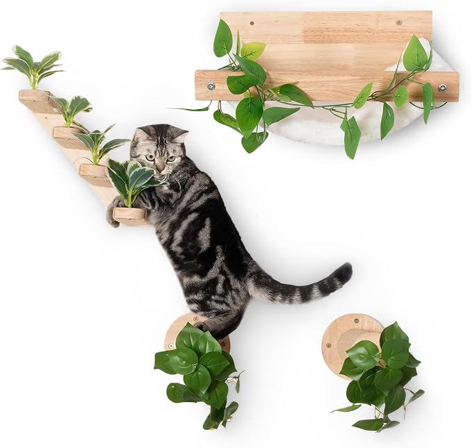MEOWOOU 3 in 1 Cat Wall Furniture Set, 3 Pack Climbing Shelves Set, Cats Hammock - Image 7