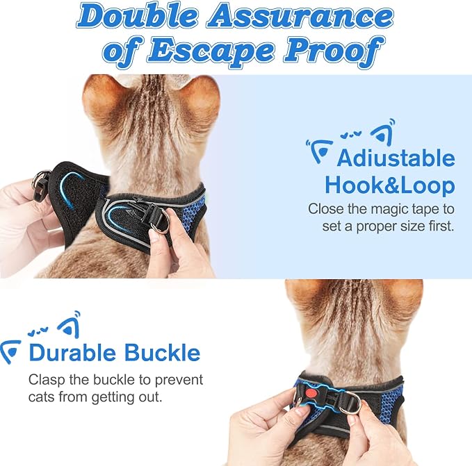 Cat Harness and Leash for Walking Escape Proof, Adjustable Kitten Vest Harness - Image 6