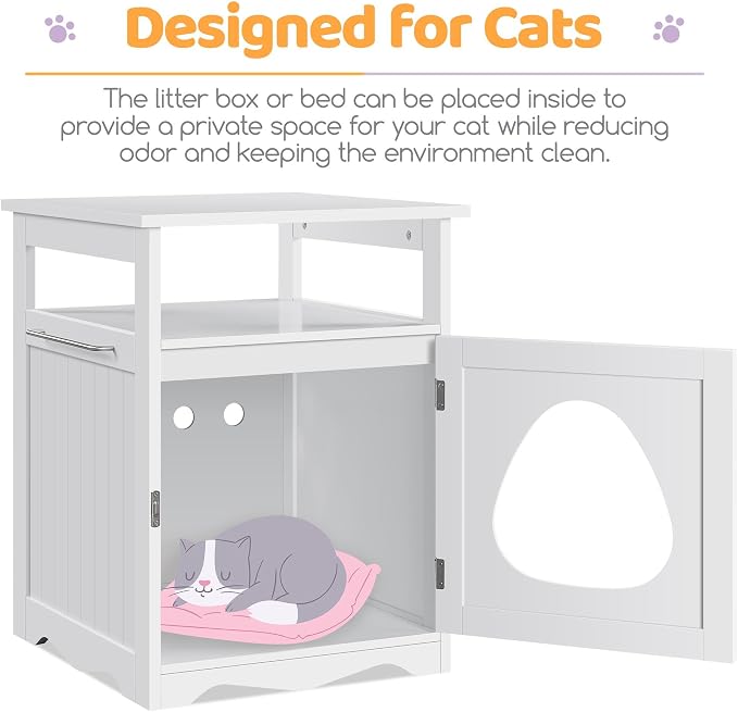 Yaheetech Cat Litter Box Enclosure, Hidden Litter Box Furniture - Image 4