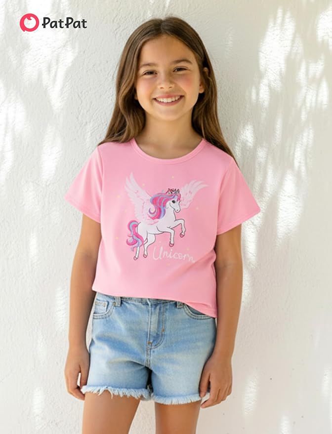 PATPAT Girls Crewneck Short Sleeve Graphic Tees Animal Print Shirts Cute Summer - Image 5