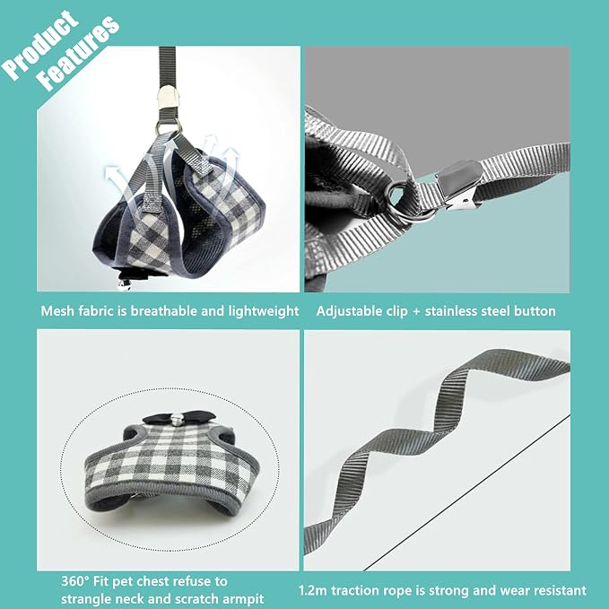 Cat Harness, Dog Harness and Leash Set, Bunny Rabbit Ferret Harness - Image 4