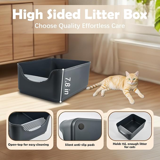 Large Cat Litter Box with High Sides, Cat Boxes - Image 5