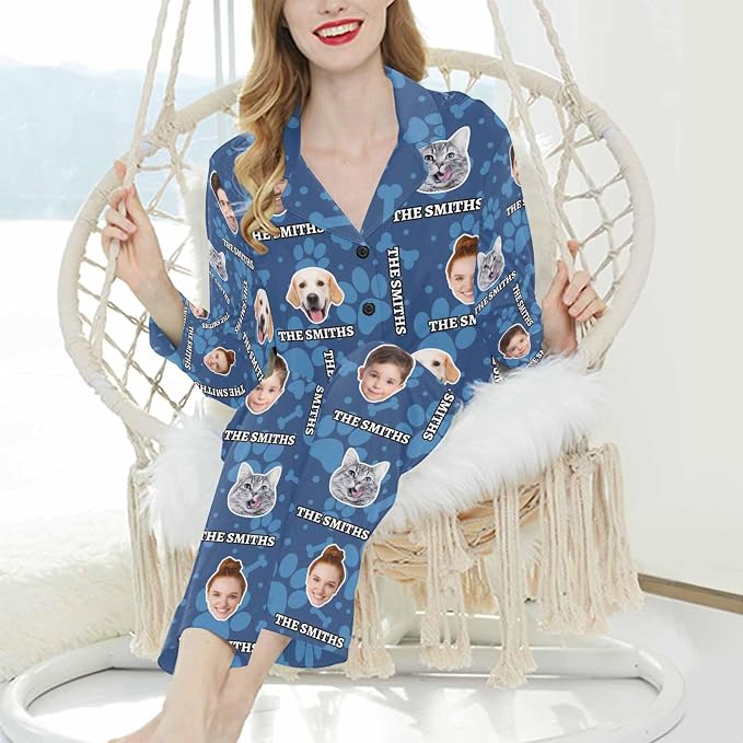Artsadd Custom Pajamas for Women Men Family, Personalized Face Pjs Pajama Pants - Image 3
