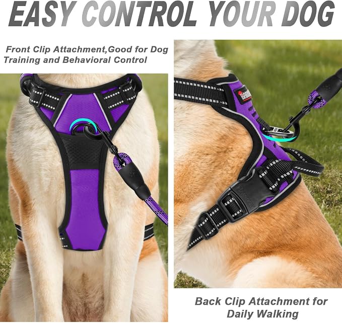BARKBAY No Pull Dog Harness Front Clip Heavy Duty Reflective Easy Control Handle - Image 2