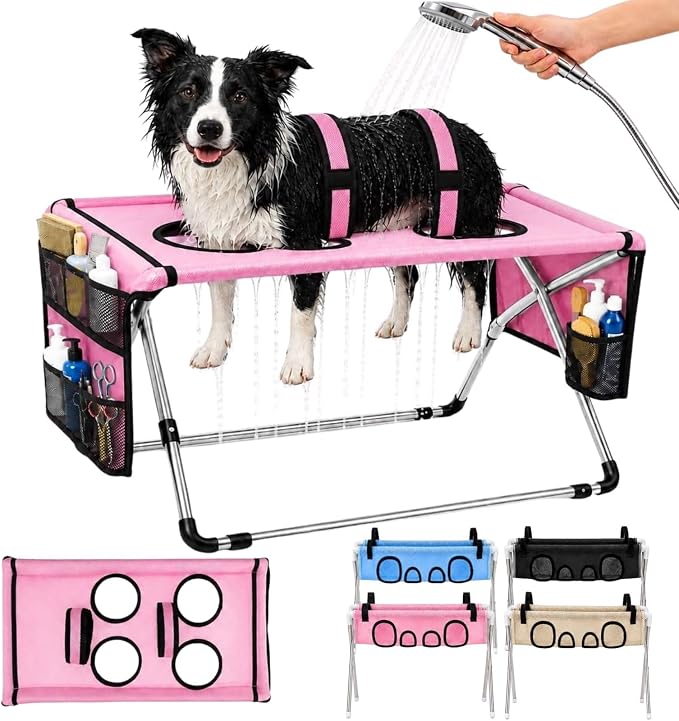 Pet Dog Bath Hammock, Cat Shower Grooming Table Hammock with Foldable Stand by Unknown