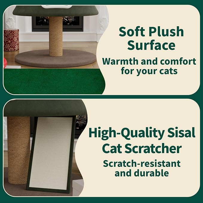 53" Large Christmas Cat Tree Tower: Indoor Green Heavy Duty Cat Condo House - Image 7
