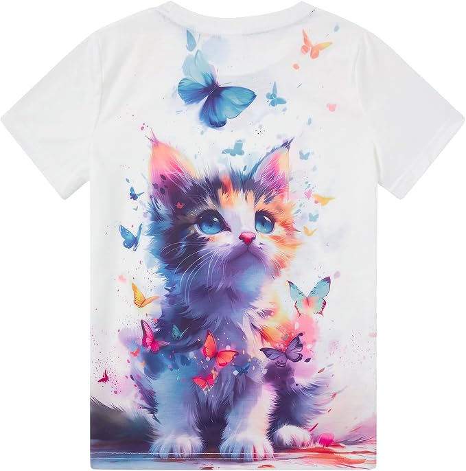 Funnycokid Girls Shirts Cat T Shirt Size 5-12 Clothes - Image 4