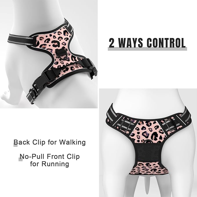 Rnivvi No Pull Dog Harness, Cute Leopard Reflective X-Large Sized Puppy Harness - Image 5