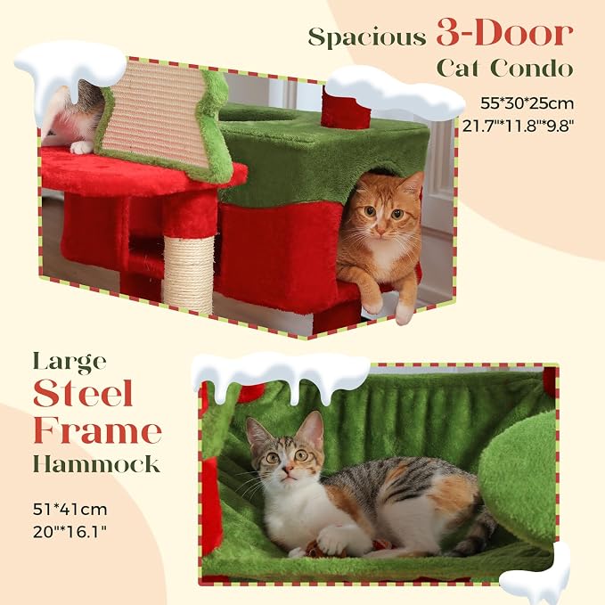 PAWZ Road Christmas Cat Tree, 72 Inches Tall Cat Tower - Image 4