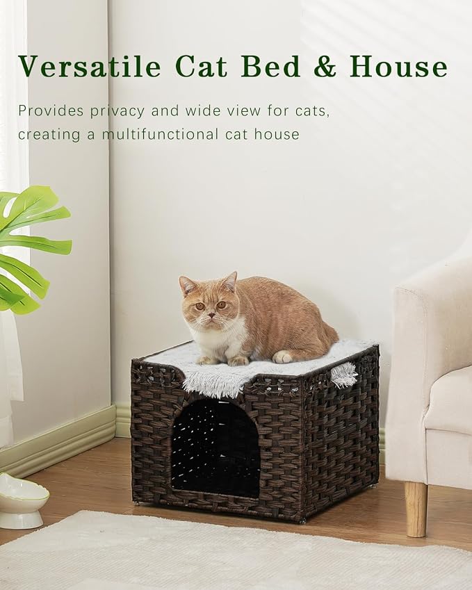 Cat Beds Indoor Kitten House, Handwoven Rattan Cat Cave Pet Cube, Large Cat - Image 7