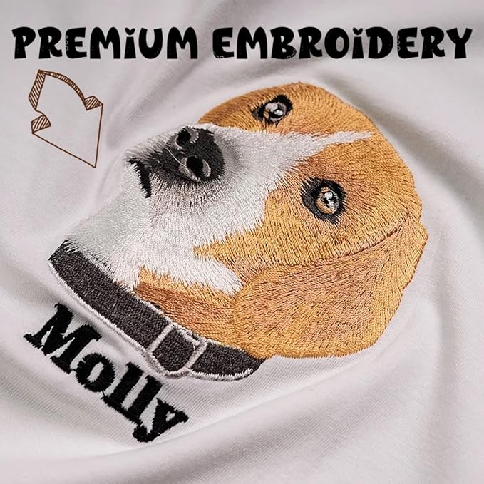 Custom Dog Portrait Embroidered Sweatshirt Pet Photo Embroidery Design Your Pet - Image 2