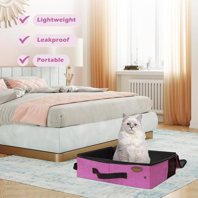 Deblue Portable Cat Travel Litter Box in Car, Collapsible Cat Litter Carrier - Image 9