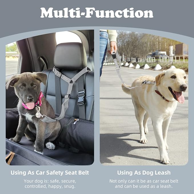 BWOGUE 2 Packs Dog Cat Safety Seat Belt Strap Car Headrest Restraint Adjustable - Image 6