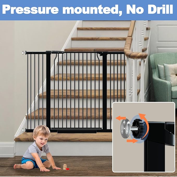 40.5" Extra Tall Baby Gate for Stairs, 40.5"-54.7" Extra Wide Large Dog Pet - Image 4