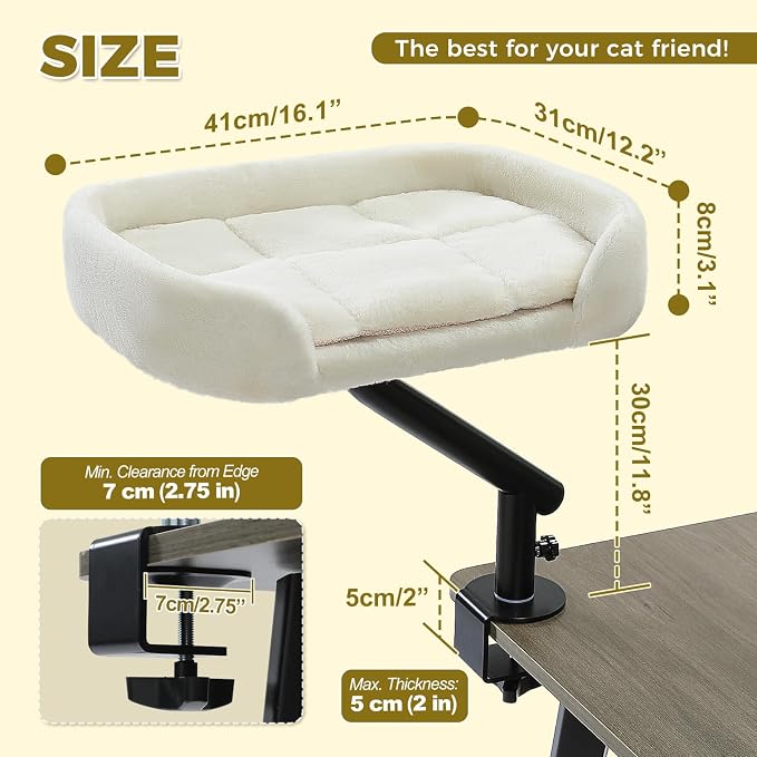 PAWZ Road Cat Desk Bed for Indoor Cats, Cat Bed for Desk Supports Up to 50 lbs - Image 2