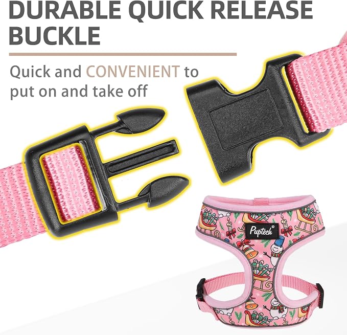 PUPTECK Soft Mesh Christmas Dog Harness and Leash Set Pet Puppy Cat Comfort - Image 4