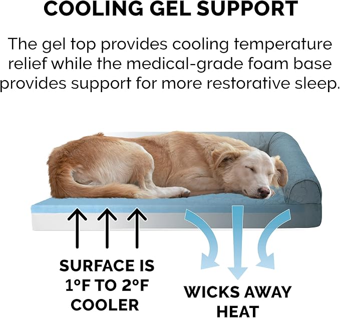 Furhaven Cooling Gel Dog Bed for Large/Medium Dogs w/ Removable Bolsters & - Image 5