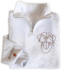 Chillever - Custom Dog Embroidered Quarter Zip Sweatshirt by Unknown