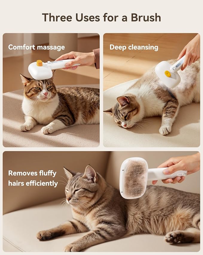 ROJECO 3-in-1 Pet Steam Brush for Cats&Dogs-Pet Spray Hair Removal Detangling - Image 5