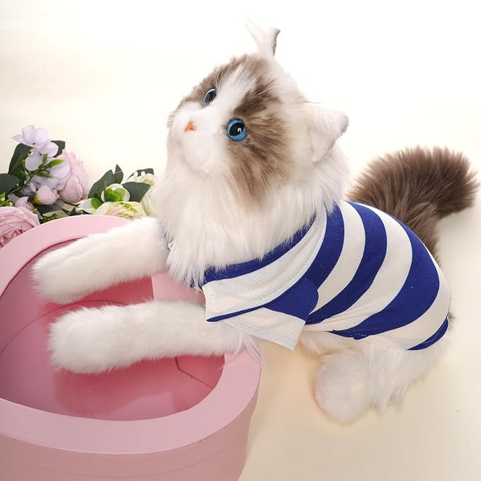 Dog Shirt Polo Shirt Striped Collar Puppy Clothes Summer Button Up Pet Clothes - Image 7