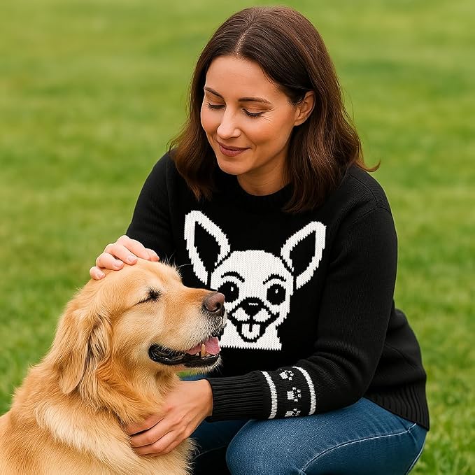 Custom Dog Knit Sweater for Women Personalized Pet Paw Print Pullover Dog Mom - Image 6