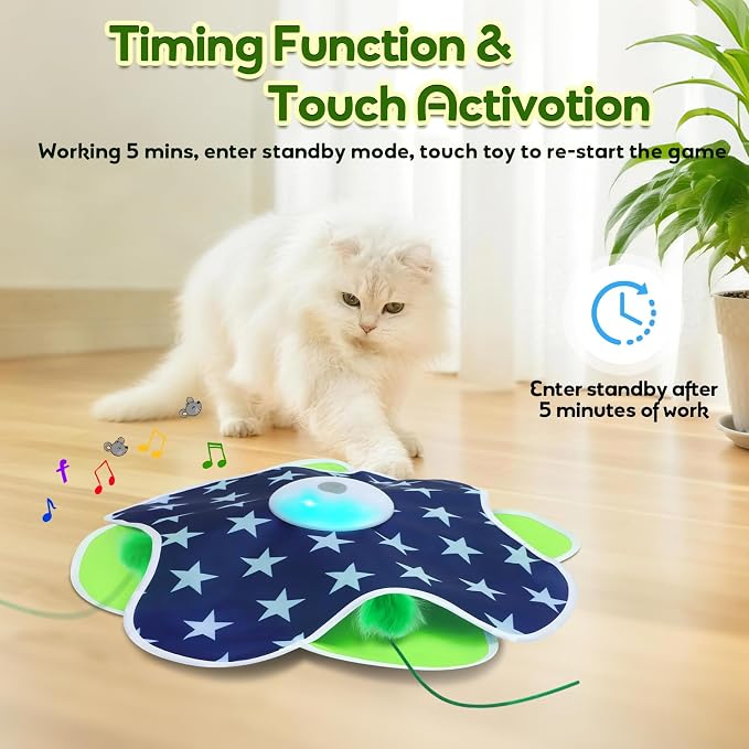 Interactive Cat Toys with Moving Feather Concealed in Mat, Motion Activated - Image 3