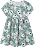 Mud Kingdom Little Girls Dresses Cotton Summer Holiday Cute Cat Dress Short by MudKingdom