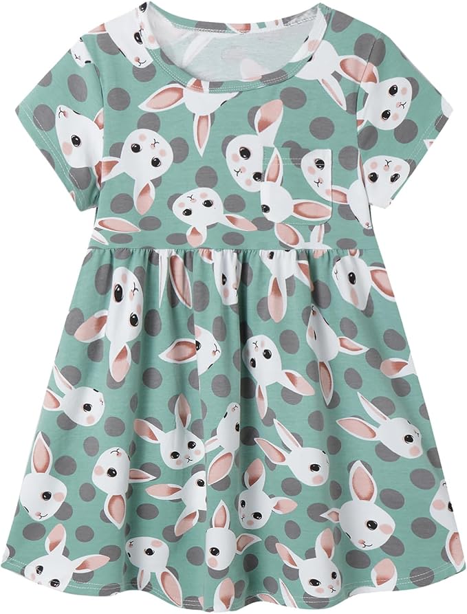 Mud Kingdom Little Girls Dresses Cotton Summer Holiday Cute Cat Dress Short by MudKingdom