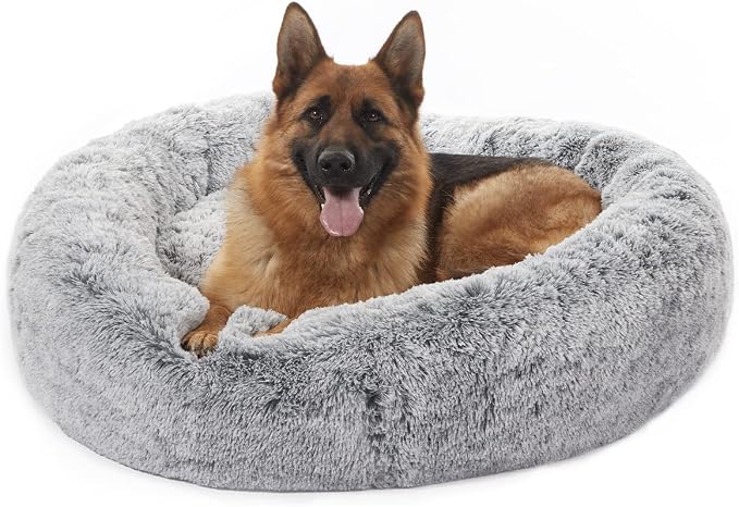 Bedfolks Calming Donut Dog Bed for Extra Large Dogs, 45 Inch Round Plush Bed - Image 8