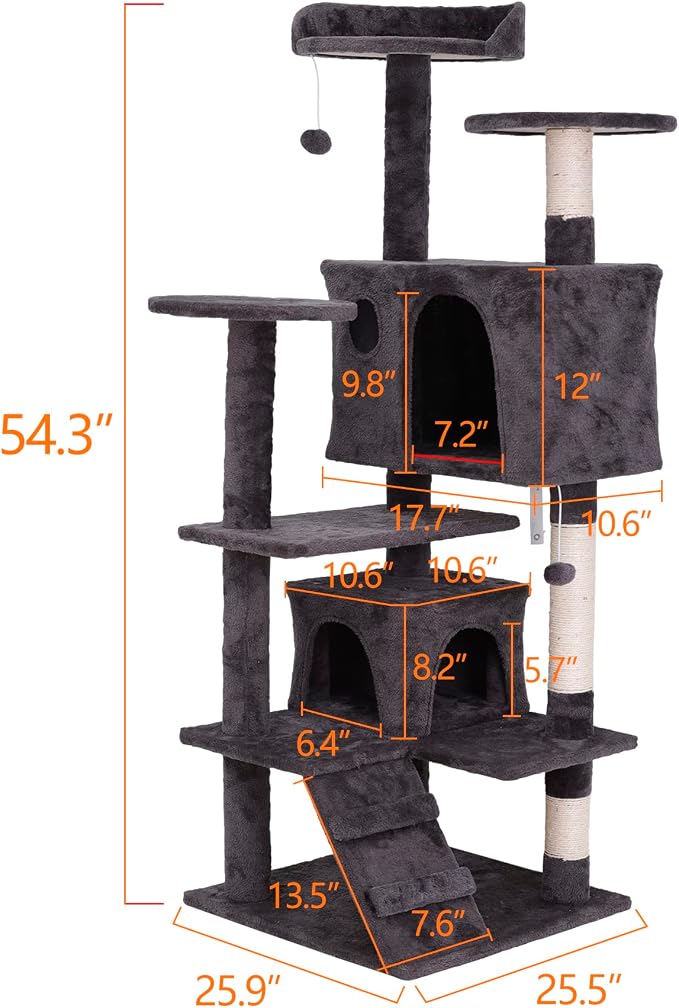 ZENY 54 Inch Cat Tree, Indoor Cat Tower Condo, Pet Cat Furniture - Image 6