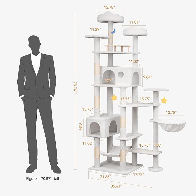 79in Tall Cat Tower for Heavy Duty Big Cats, Large Cat Tree - Image 3